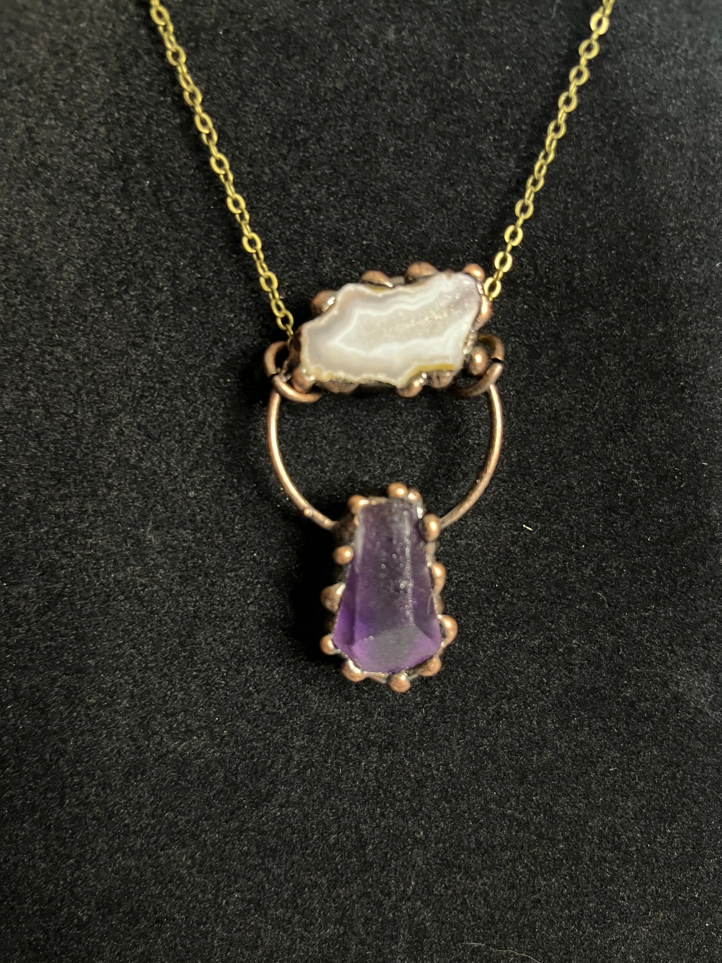 Agate Geode & Fluorite Pendant