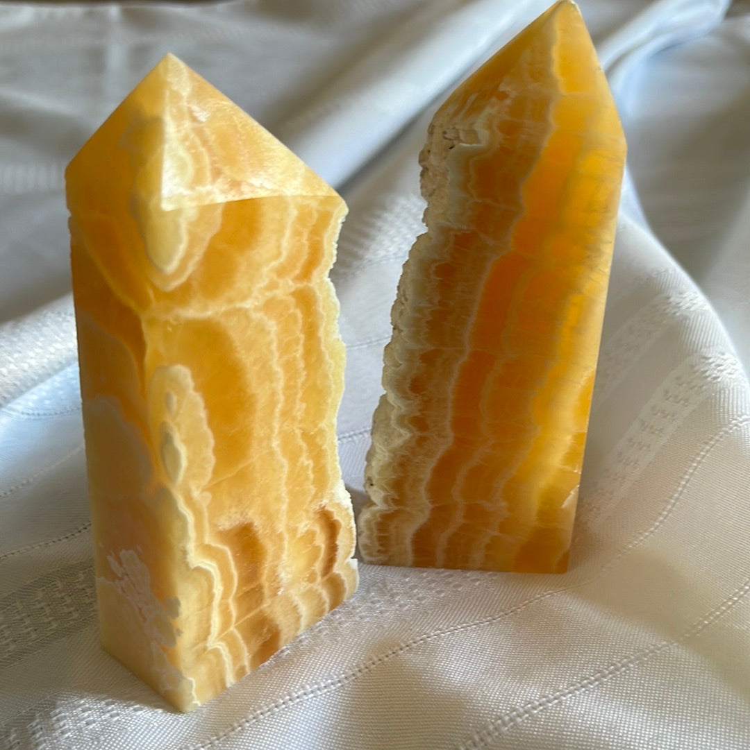 Orange Calcite Raw Towers