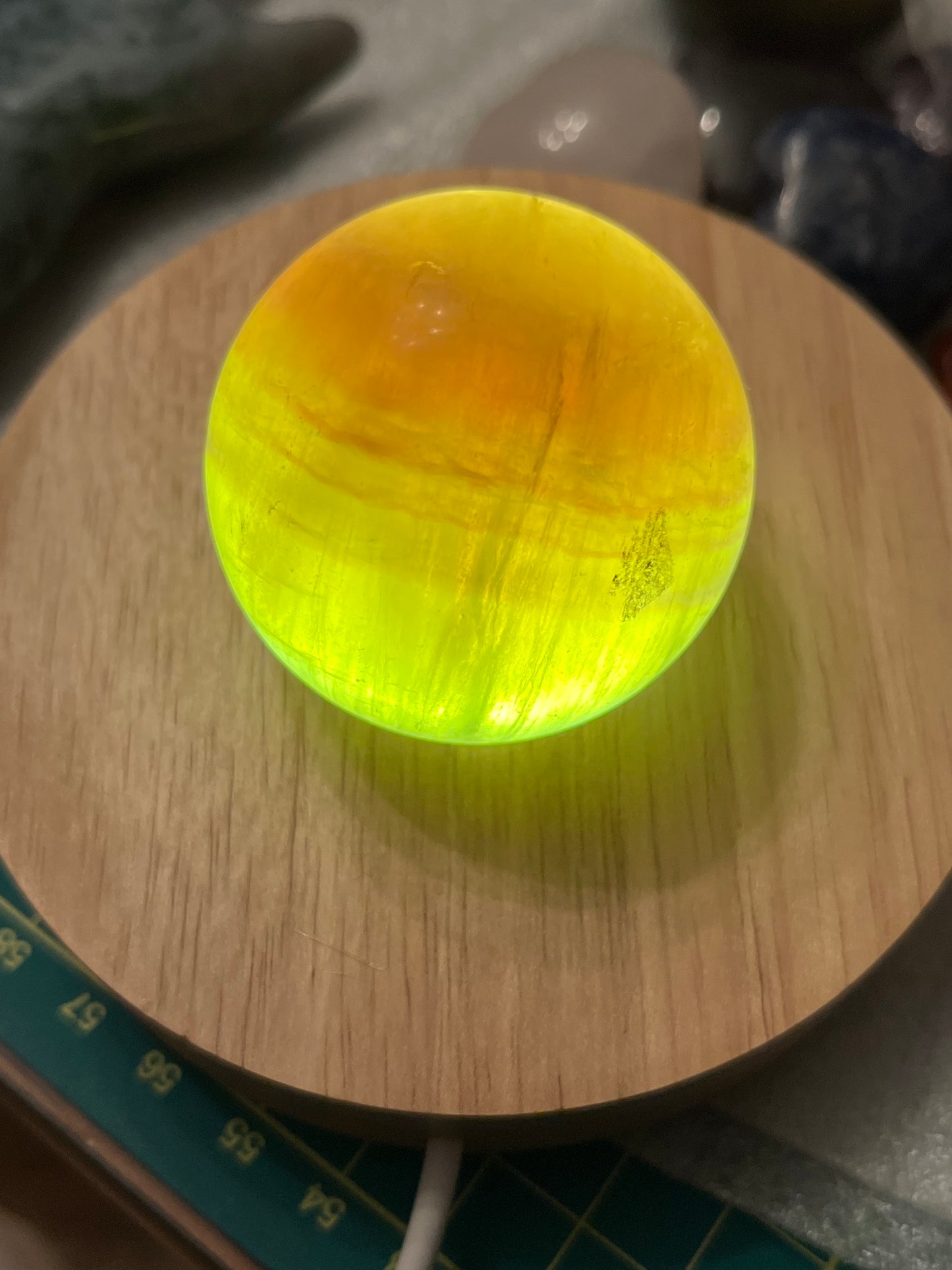 Yellow fluorite sphere