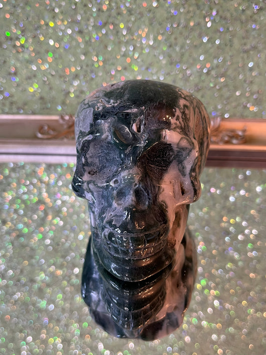 Moss Agate Skull
