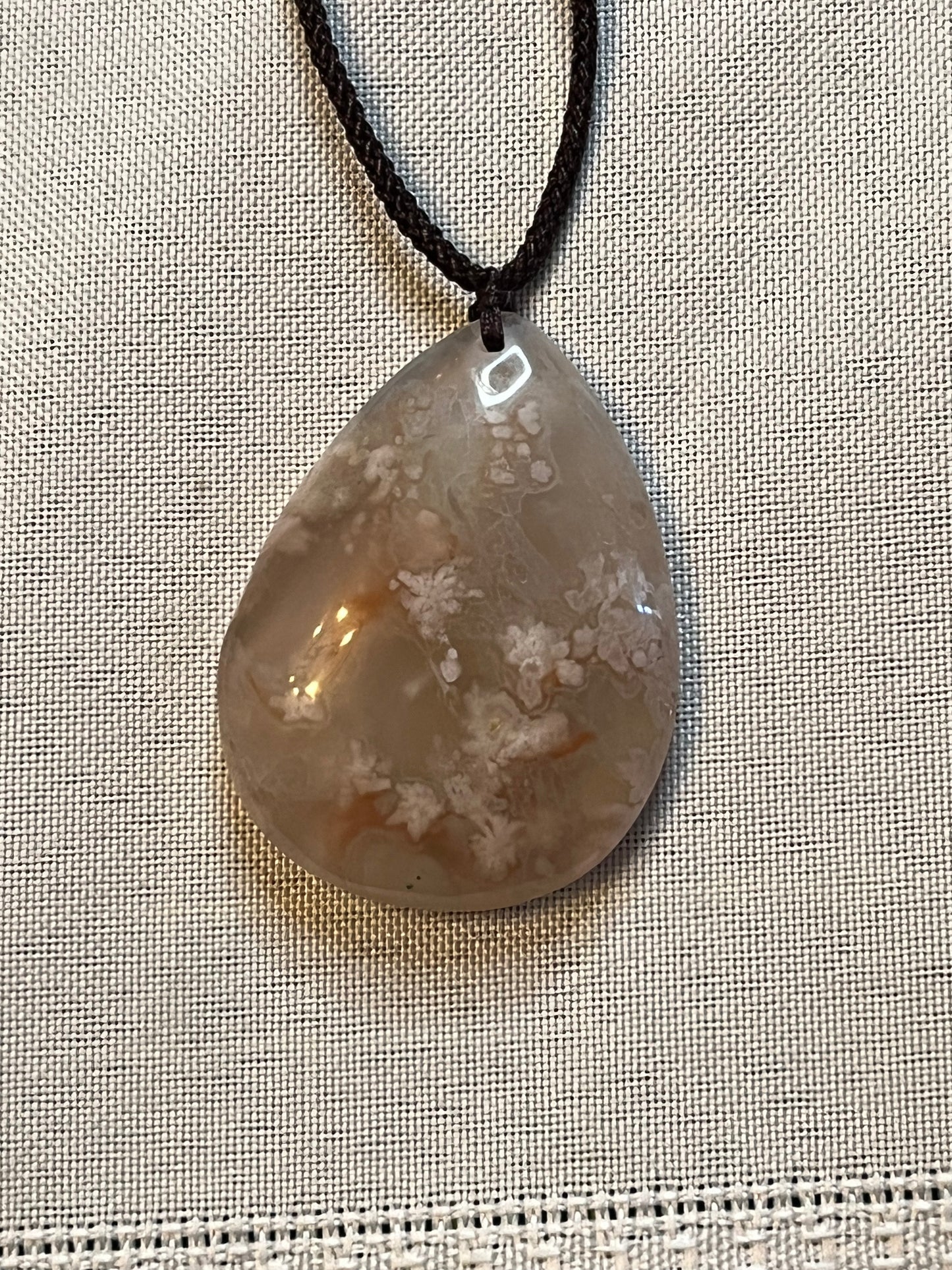 Flower Agate Pendant Necklace