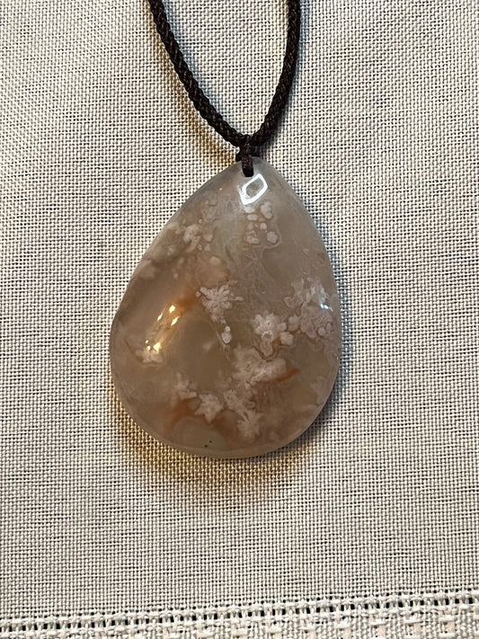 Flower Agate Pendant Necklace