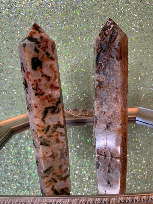 Carnelian Moss Agate Towers