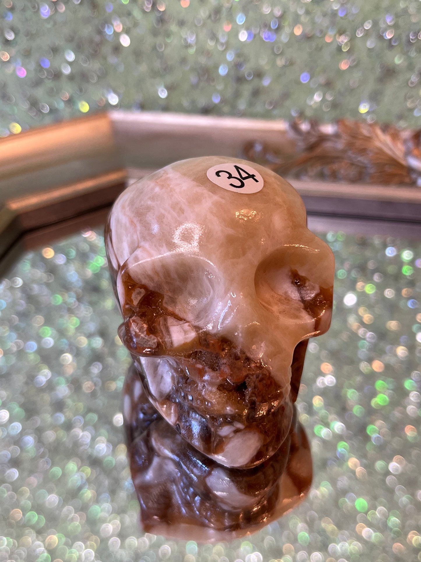 Amber Agate Skull