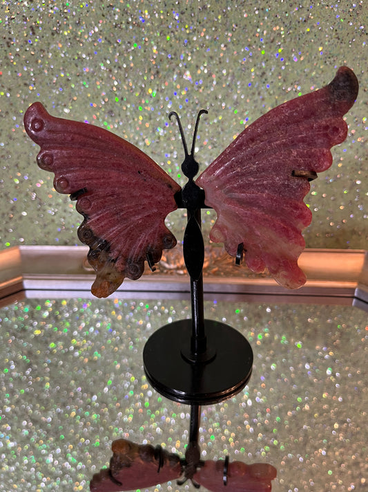 Pink Rhodonite Butterfly Wings