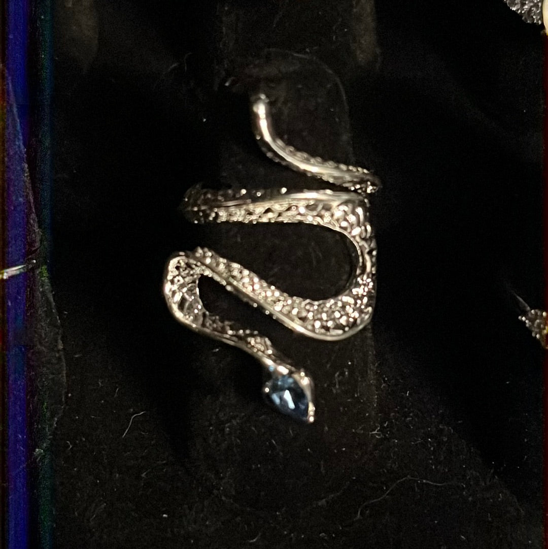 Blue Topaz Snake Ring
