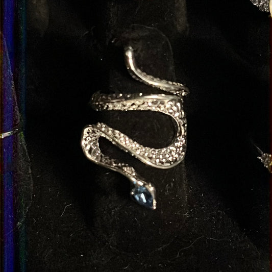Blue Topaz Snake Ring