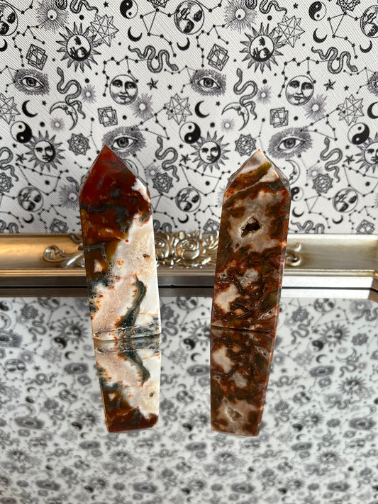Red Moss Agate Tower