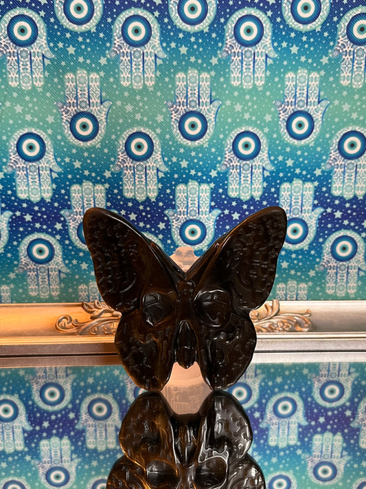 Golden Obsidian Butterfly Skull