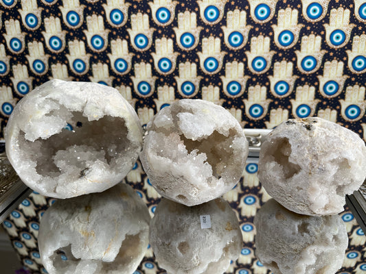 White Agate Geode Spheres