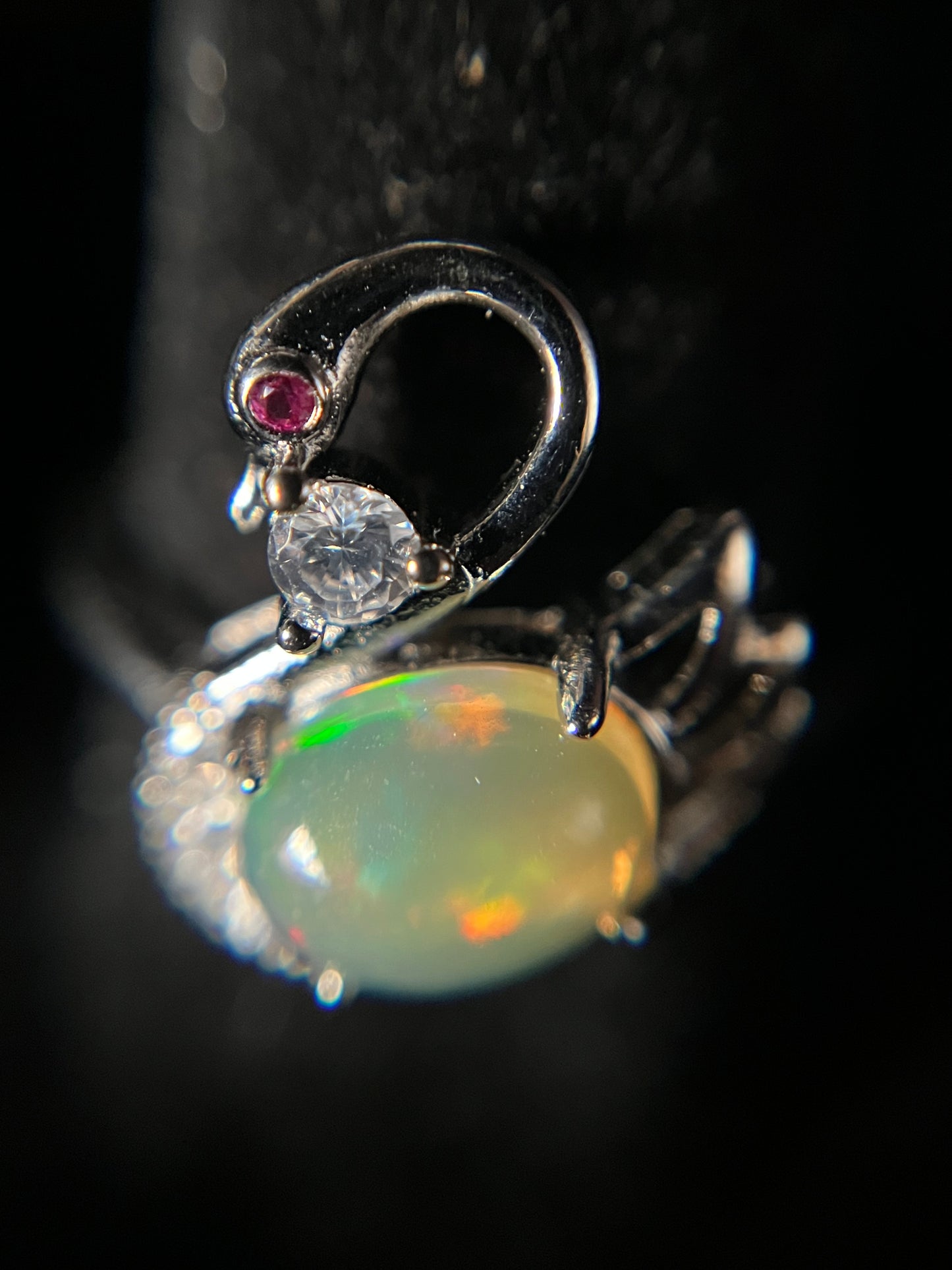 Opal Swan Ring Adjustable